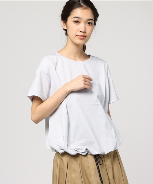 human woman（ヒューマンウーマン）の「【入荷禁止】72/2サイロプレミアム天竺カットソー（Tシャツ/カットソー・レディース・ホワイト/グレー/ネイビー/グレー系その他・MEDIUM）」の3枚目の写真