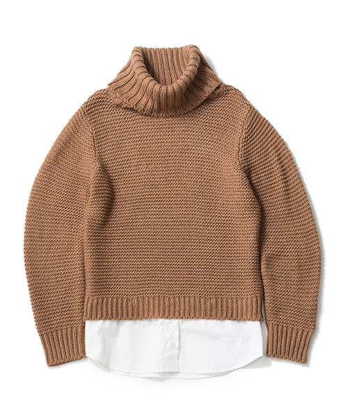 Denime(ドゥニーム)の「シャツ付きタートルニット(ニット/セーター・レディース・ブラウン/グレー/ワイン・FREE)」の1枚目の写真