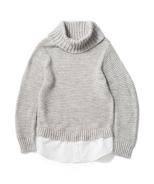 Denime(ドゥニーム)の「シャツ付きタートルニット(ニット/セーター・レディース・ブラウン/グレー/ワイン・FREE)」の4枚目の写真