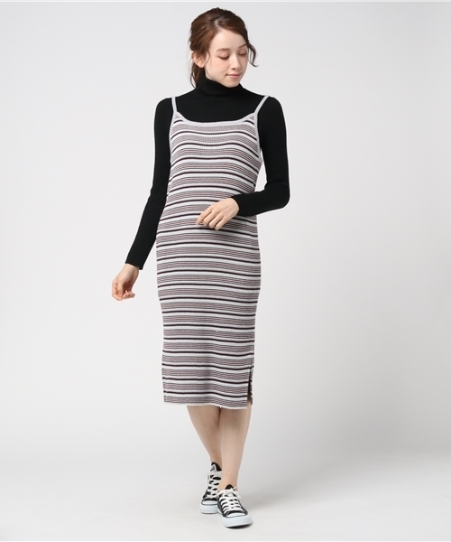 archives（アルシーヴ）の「マルチボーダーキャミワンピース（ワンピース・レディース・ピンク/グレー/ネイビー・MEDIUM）」の4枚目の写真