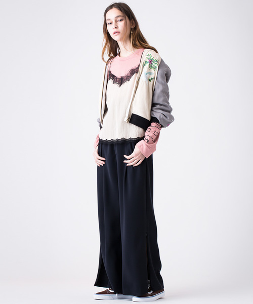 NINE(ナイン)の「サスペンダー付ハイウエストパンツ (その他パンツ・レディース・カーキ/ネイビー/ベージュ・1/0)」の7枚目の写真