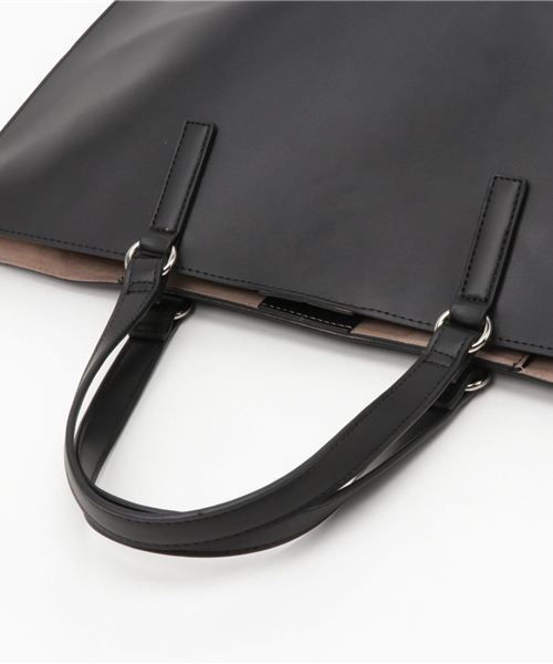 WEGO(ウィゴー)の「WEGO/ショルダー付きベーシックトート(トートバッグ・レディース・ベージュ/ブラック・FREE)」の4枚目の写真