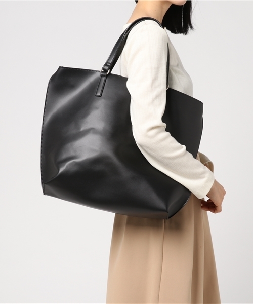 WEGO(ウィゴー)の「WEGO/ショルダー付きベーシックトート(トートバッグ・レディース・ベージュ/ブラック・FREE)」の10枚目の写真