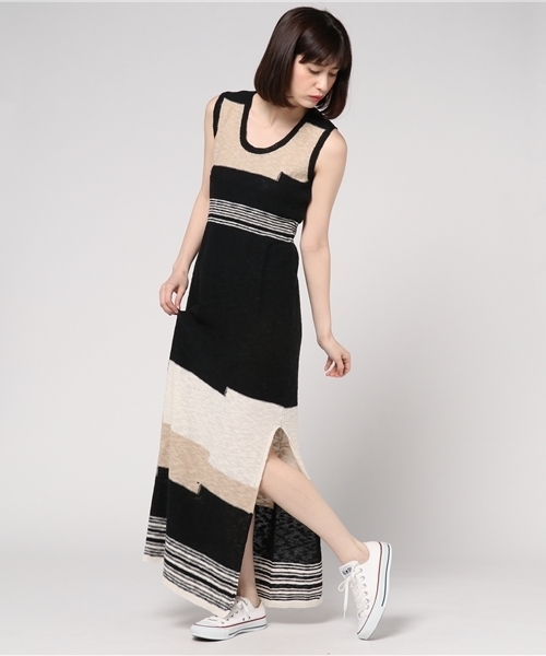 Benetton United Colors Of Benetton ベネトンユナイテッドカラーズオブベネトン の エスニック柄ニットロング ワンピースddw2 ワンピース Wear