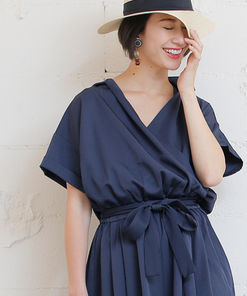 coca（coca）（コカ）の「大人上品カシュクールオールインワン（つなぎ/オールインワン・レディース・ネイビー・ONE SIZE）」の11枚目の写真