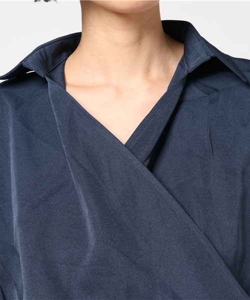 coca（coca）（コカ）の「大人上品カシュクールオールインワン（つなぎ/オールインワン・レディース・ネイビー・ONE SIZE）」の3枚目の写真