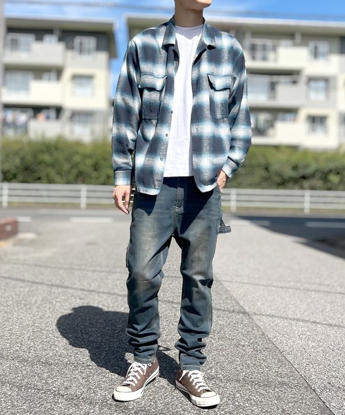 BEATJIVE(ビートジャイブ)の「ヴィンテージ加工 ペインターパンツ デニムパンツ ストレッチ スキニー サルエル メンズ(デニムパンツ・メンズ・グリーン系カモフラージュ/ワンウォッシュ/サックスブルー/インディゴブルー・2/3/4)」の10枚目の写真