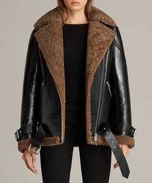 ALLSAINTS | HAWLEY OVERSIZED SHEARLING BIKER JACKET(ムートンコート)