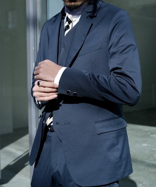 SOLIDO（ソリード）の「SOLIDO (ソリード) コットンマナードジャケット（テーラードジャケット・メンズ・ネイビー/チャコールグレー/ライトグレー・1/2/3/4）」の3枚目の写真