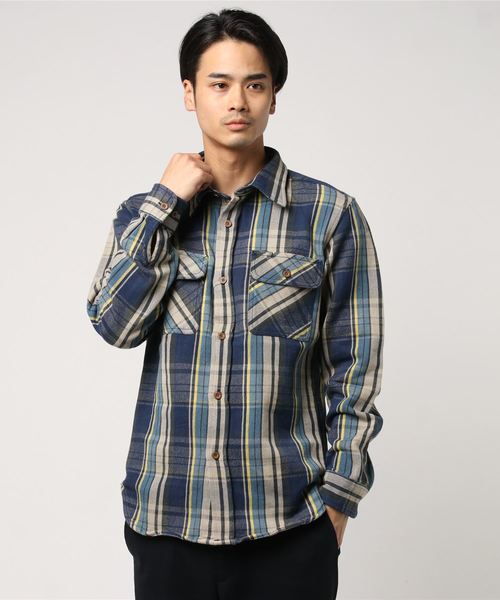 AVIREX（アヴィレックス）の「AVIREX/アヴィレックス/デイリー コットン フランネル ワークシャツ/COTTON FLANNEL WORK SHIRT（シャツ/ブラウス・メンズ・ブラウン/レッド/ベージュ/ネイビー/チャコール・LARGE/X-LARGE/MEDIUM/XX-LARGE/SMALL）」の4枚目の写真