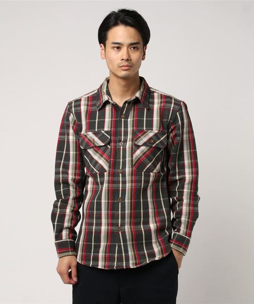 AVIREX（アヴィレックス）の「AVIREX/アヴィレックス/デイリー コットン フランネル ワークシャツ/COTTON FLANNEL WORK SHIRT（シャツ/ブラウス・メンズ・ブラウン/レッド/ベージュ/ネイビー/チャコール・LARGE/X-LARGE/MEDIUM/XX-LARGE/SMALL）」の2枚目の写真