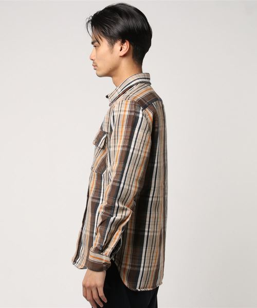 AVIREX（アヴィレックス）の「AVIREX/アヴィレックス/デイリー コットン フランネル ワークシャツ/COTTON FLANNEL WORK SHIRT（シャツ/ブラウス・メンズ・ブラウン/レッド/ベージュ/ネイビー/チャコール・LARGE/X-LARGE/MEDIUM/XX-LARGE/SMALL）」の6枚目の写真