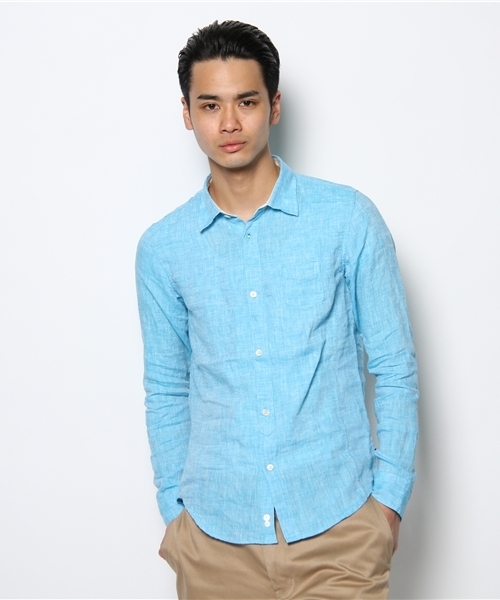 MORGAN HOMME（モルガンオム）の「フレンチリネン（シャツ/ブラウス・メンズ・ホワイト/ピンク/ブルー・AL/MEDIUM/LARGE/BL）」の2枚目の写真