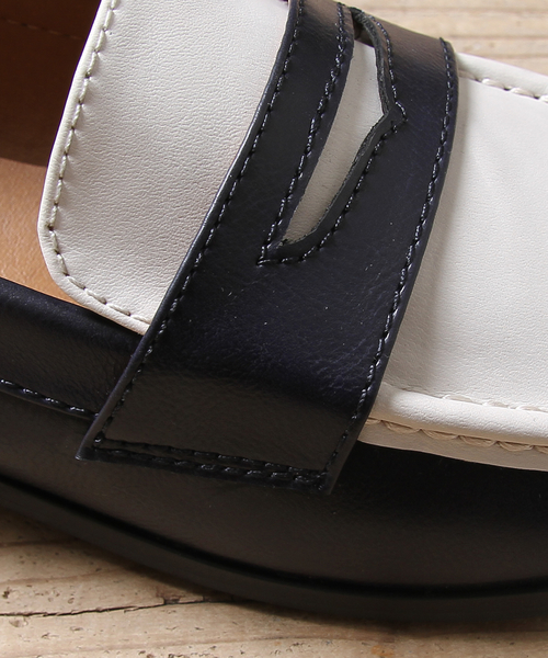 coen（コーエン）の「【2018FW新作】シンプルローファー（ローファー・レディース・ブラック/ホワイト×ネイビー・MEDIUM/SMALL/LARGE/X-LARGE）」の6枚目の写真