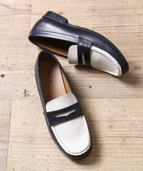 coen（コーエン）の「【2018FW新作】シンプルローファー（ローファー・レディース・ブラック/ホワイト×ネイビー・MEDIUM/SMALL/LARGE/X-LARGE）」の5枚目の写真