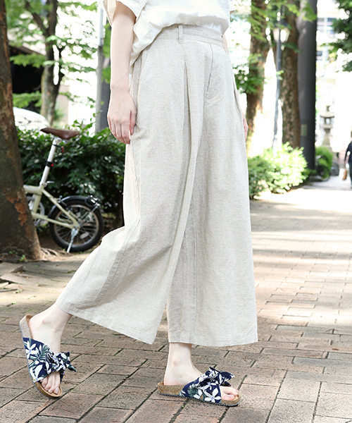 studio CLIP（スタディオクリップ）の「レーヨンコットンリネンクロスワイドパンツ（その他パンツ・レディース・グリーン/アイボリー/スモーク/イエロー・MEDIUM/SMALL/LARGE）」の2枚目の写真