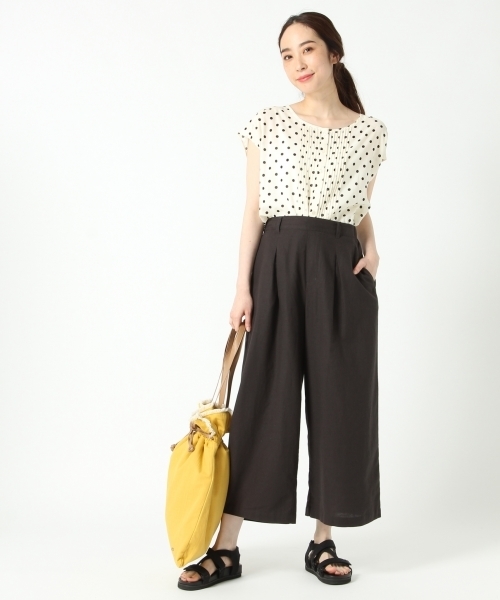 studio CLIP（スタディオクリップ）の「レーヨンコットンリネンクロスワイドパンツ（その他パンツ・レディース・グリーン/アイボリー/スモーク/イエロー・MEDIUM/SMALL/LARGE）」の9枚目の写真