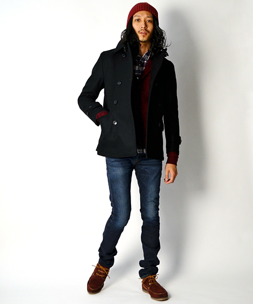 SHIPS（シップス）の「SC: メルトン ダブル/Pコート■（ピーコート・メンズ・ブラック/ベージュ/ネイビー・SMALL/MEDIUM/LARGE/X-LARGE）」の6枚目の写真