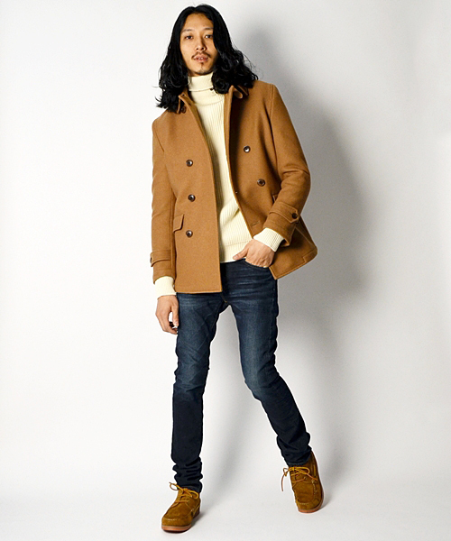 SHIPS（シップス）の「SC: メルトン ダブル/Pコート■（ピーコート・メンズ・ブラック/ベージュ/ネイビー・SMALL/MEDIUM/LARGE/X-LARGE）」の8枚目の写真