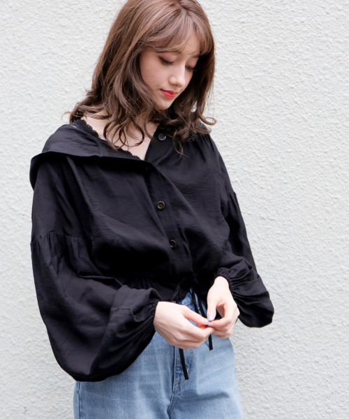 Heather(ヘザー)の「ボリュームボタンフーディー 827973(シャツ/ブラウス)」|ブラック