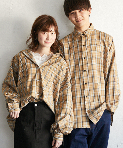 PairPair（ペアペア）の「チェック柄ＢＩＧシャツ（シャツ/ブラウス・メンズ・ベージュ・FREE）」の9枚目の写真