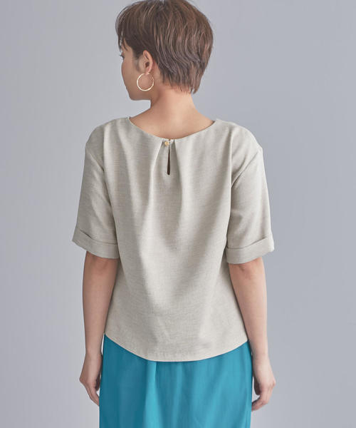 WORK TRIP OUTFITS GREEN LABEL RELAXING（ワークトリップアウトフィッツグリーンレーベル リラクシング）の「【WORK TRIP OUTFITS】CS リネンライク ブラウス（シャツ/ブラウス・レディース・ライトブルー/ベージュ・SMALL/MEDIUM/LARGE）」の3枚目の写真