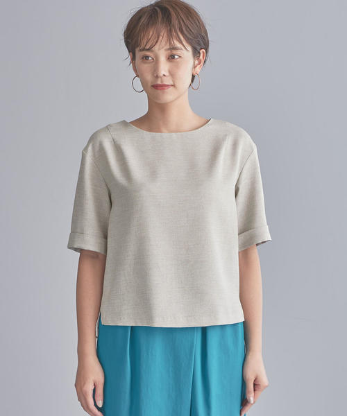 WORK TRIP OUTFITS GREEN LABEL RELAXING（ワークトリップアウトフィッツグリーンレーベル リラクシング）の「【WORK TRIP OUTFITS】CS リネンライク ブラウス（シャツ/ブラウス・レディース・ライトブルー/ベージュ・SMALL/MEDIUM/LARGE）」の4枚目の写真
