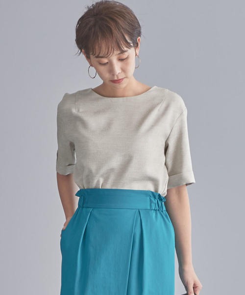 WORK TRIP OUTFITS GREEN LABEL RELAXING（ワークトリップアウトフィッツグリーンレーベル リラクシング）の「【WORK TRIP OUTFITS】CS リネンライク ブラウス（シャツ/ブラウス・レディース・ライトブルー/ベージュ・SMALL/MEDIUM/LARGE）」の12枚目の写真