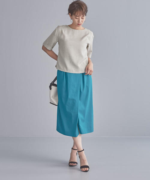 WORK TRIP OUTFITS GREEN LABEL RELAXING（ワークトリップアウトフィッツグリーンレーベル リラクシング）の「【WORK TRIP OUTFITS】CS リネンライク ブラウス（シャツ/ブラウス・レディース・ライトブルー/ベージュ・SMALL/MEDIUM/LARGE）」の14枚目の写真