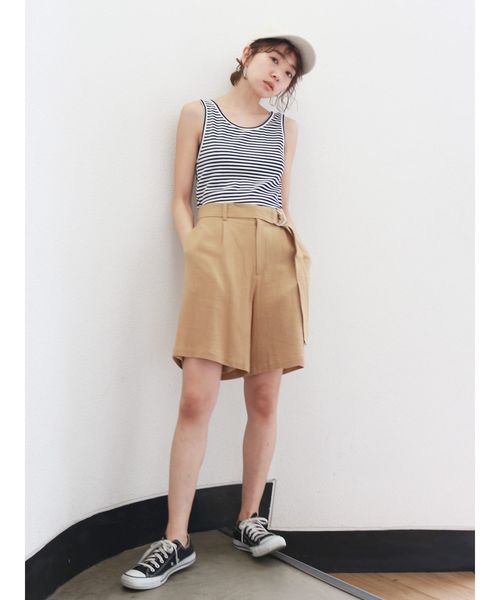 Ungrid（アングリッド）の「バックデザインボーダータンクトップ（タンクトップ・レディース・ネイビー/キャメル・FREE）」の3枚目の写真