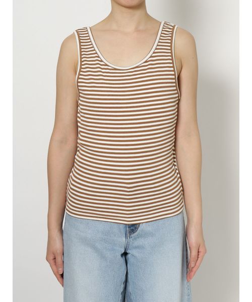 Ungrid（アングリッド）の「バックデザインボーダータンクトップ（タンクトップ・レディース・ネイビー/キャメル・FREE）」の4枚目の写真