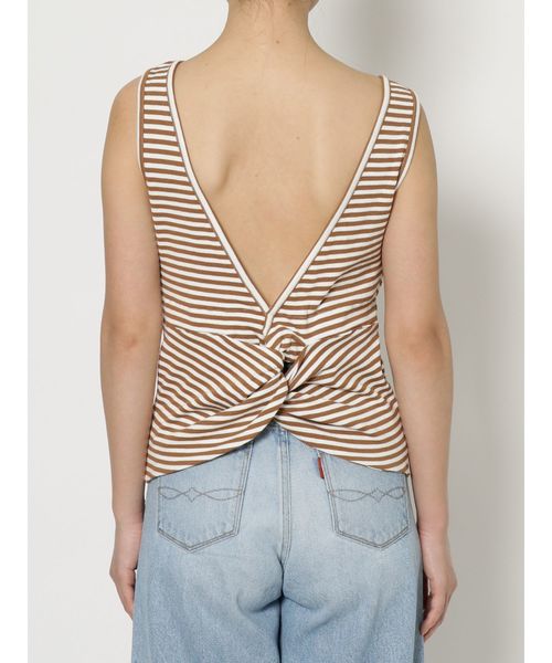 Ungrid（アングリッド）の「バックデザインボーダータンクトップ（タンクトップ・レディース・ネイビー/キャメル・FREE）」の6枚目の写真