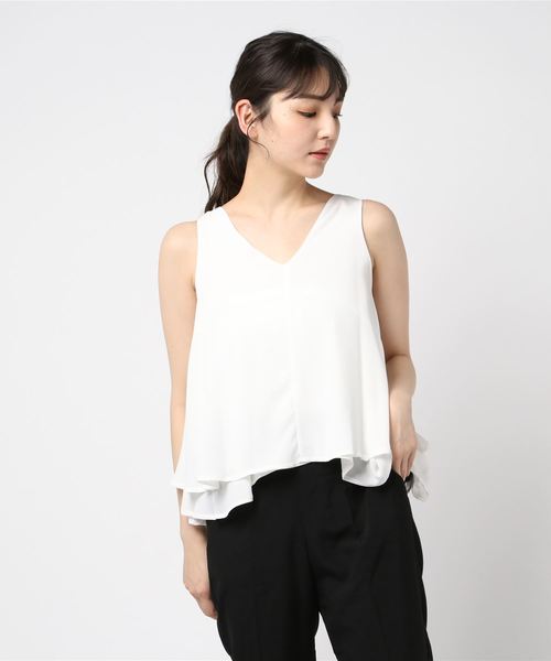 TRUDEA（トルディア）の「ティアードノースリーブブラウス（シャツ/ブラウス・レディース・ホワイト/ブラック/ベージュ/グリーン/モカ・MEDIUM/LARGE）」の14枚目の写真
