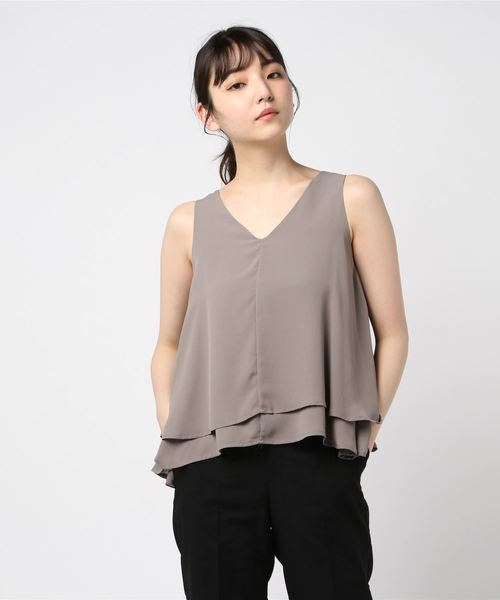 TRUDEA（トルディア）の「ティアードノースリーブブラウス（シャツ/ブラウス・レディース・ホワイト/ブラック/ベージュ/グリーン/モカ・MEDIUM/LARGE）」の11枚目の写真