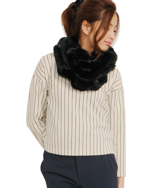 sankyo shokai(サンキョウショウカイ)の「レッキスファーロングスヌード(ネックウォーマー/スヌード・レディース・ブラック/ダークブラウン/ミックスグレー/ピンク/ダークパープル/モカ/ブラウン系その他/ワイン/グレイッシュベージュ・FREE)」の12枚目の写真