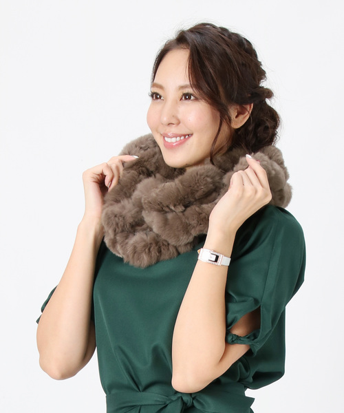 sankyo shokai(サンキョウショウカイ)の「レッキスファーロングスヌード(ネックウォーマー/スヌード・レディース・ブラック/ダークブラウン/ミックスグレー/ピンク/ダークパープル/モカ/ブラウン系その他/ワイン/グレイッシュベージュ・FREE)」の17枚目の写真