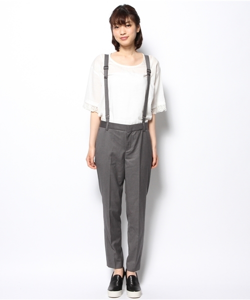 Liesse（リエス）の「サスペンダーパンツ【LEE 6月号】【VERY6月号】（その他パンツ・レディース・杢グレー/ネイビー・2/3）」の3枚目の写真
