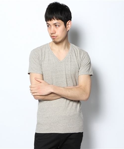 goa（ゴア）の「ナチュラルコットンＶネックＴee（Tシャツ/カットソー・メンズ・オフホワイト/キナリ/グレー/ベージュ・FREE）」の4枚目の写真