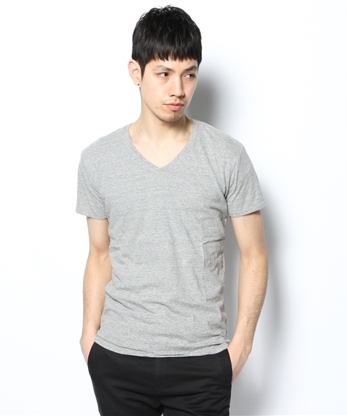 goa（ゴア）の「ナチュラルコットンＶネックＴee（Tシャツ/カットソー・メンズ・オフホワイト/キナリ/グレー/ベージュ・FREE）」の3枚目の写真