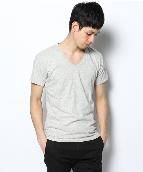 goa（ゴア）の「ナチュラルコットンＶネックＴee（Tシャツ/カットソー・メンズ・オフホワイト/キナリ/グレー/ベージュ・FREE）」の2枚目の写真