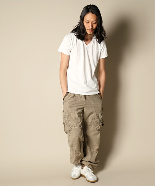 goa（ゴア）の「ナチュラルコットンＶネックＴee（Tシャツ/カットソー・メンズ・オフホワイト/キナリ/グレー/ベージュ・FREE）」の6枚目の写真