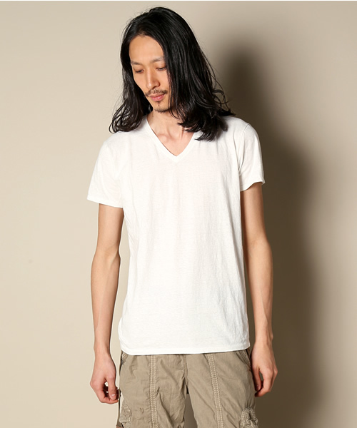 goa（ゴア）の「ナチュラルコットンＶネックＴee（Tシャツ/カットソー・メンズ・オフホワイト/キナリ/グレー/ベージュ・FREE）」の7枚目の写真