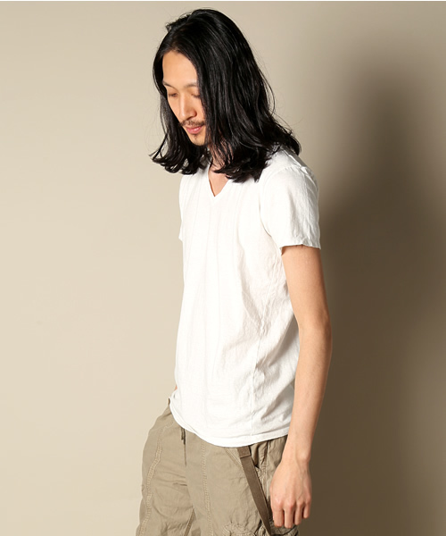 goa（ゴア）の「ナチュラルコットンＶネックＴee（Tシャツ/カットソー・メンズ・オフホワイト/キナリ/グレー/ベージュ・FREE）」の11枚目の写真