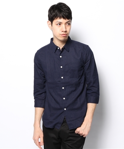 WEGO(ウィゴー)の「WEGO/コットンリネン7分袖シャツ(シャツ/ブラウス・メンズ・サックスブルー/ロイヤルブルー/ライトピンク/ホワイト/ブルー系その他/ネイビー/ブラック/ライトイエロー/レッド/ホワイト系その他/ライム・MEDIUM/LARGE)」の20枚目の写真