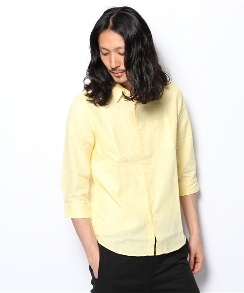 WEGO(ウィゴー)の「WEGO/コットンリネン7分袖シャツ(シャツ/ブラウス・メンズ・サックスブルー/ロイヤルブルー/ライトピンク/ホワイト/ブルー系その他/ネイビー/ブラック/ライトイエロー/レッド/ホワイト系その他/ライム・MEDIUM/LARGE)」の22枚目の写真