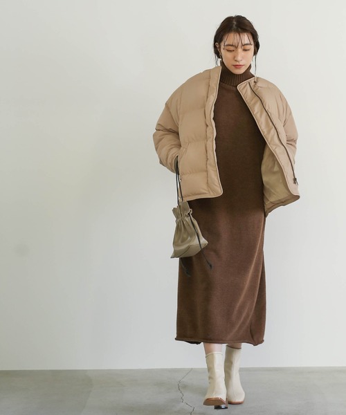 select MOCA（セレクトモカ）の「ウールタートルロングニット/リブスリーブビックシルエットニットワンピース（ニット/セーター・レディース・ベージュ/ブラウン・FREE）」の8枚目の写真