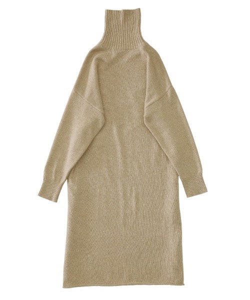 select MOCA（セレクトモカ）の「ウールタートルロングニット/リブスリーブビックシルエットニットワンピース（ニット/セーター・レディース・ベージュ/ブラウン・FREE）」の17枚目の写真