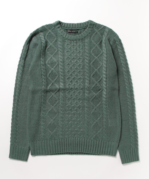 Bling Leads（ブリングリーズ）の「/Bling Leads/ケーブルクルーニット（ニット/セーター・レディース・ブラック/ベージュ/ネイビー/ブラウン/ワインレッド/ホワイト系その他/グレー系その他/ブルー系その他/ライトパープル/ホワイト系その他2/ブラック系その他2/グレー系その他2/ブラック系その他/ブラック×ホワイト/ネイビー×ホワイト/ブルーグレー/その他2/その他1/グリーン系・MEDIUM/LARGE/X-LARGE）」の12枚目の写真