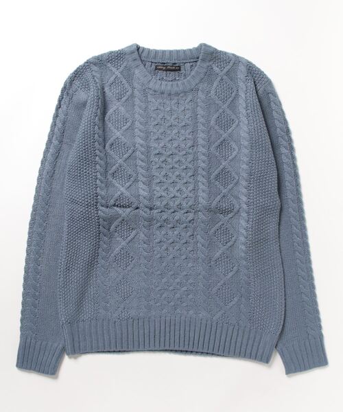 Bling Leads（ブリングリーズ）の「/Bling Leads/ケーブルクルーニット（ニット/セーター・レディース・ブラック/ベージュ/ネイビー/ブラウン/ワインレッド/ホワイト系その他/グレー系その他/ブルー系その他/ライトパープル/ホワイト系その他2/ブラック系その他2/グレー系その他2/ブラック系その他/ブラック×ホワイト/ネイビー×ホワイト/ブルーグレー/その他2/その他1/グリーン系・MEDIUM/LARGE/X-LARGE）」の8枚目の写真