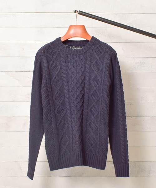 Bling Leads（ブリングリーズ）の「/Bling Leads/ケーブルクルーニット（ニット/セーター・レディース・ブラック/ベージュ/ネイビー/ブラウン/ワインレッド/ホワイト系その他/グレー系その他/ブルー系その他/ライトパープル/ホワイト系その他2/ブラック系その他2/グレー系その他2/ブラック系その他/ブラック×ホワイト/ネイビー×ホワイト/ブルーグレー/その他2/その他1/グリーン系・MEDIUM/LARGE/X-LARGE）」の13枚目の写真